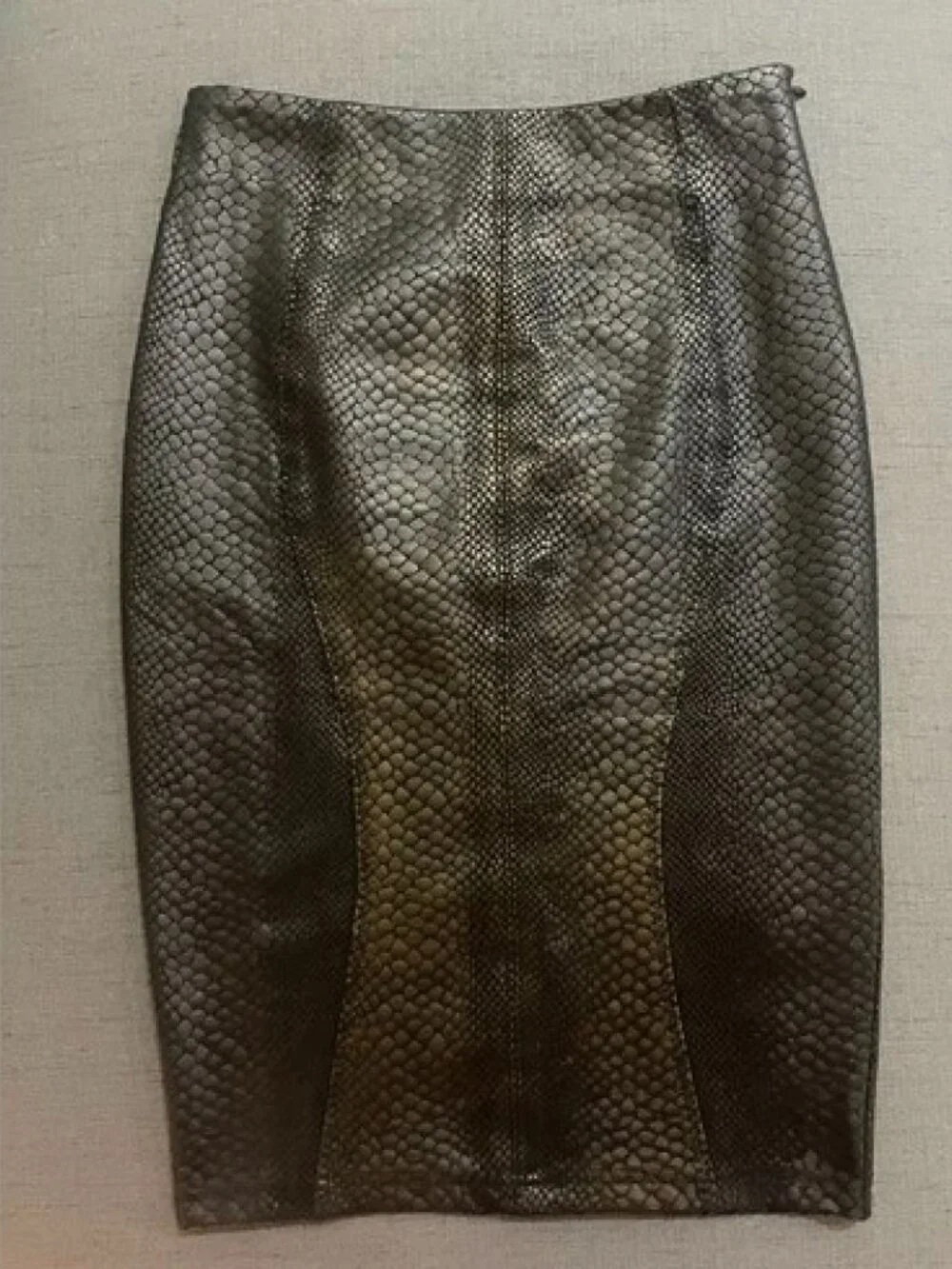 Alessandro Miele Python Snakeskin Foil Metallic Bodycon Pencil Skirt Size XXS